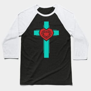 The cross of Christ and the diamond heart Baseball T-Shirt